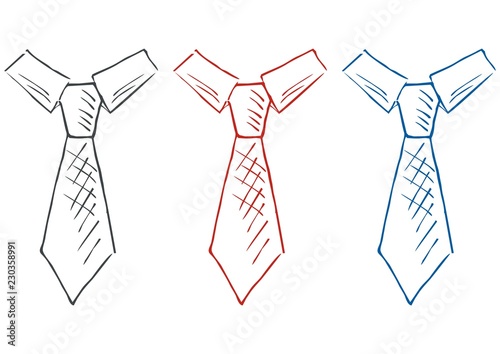 necktie, colored set, sketch, vector icon	