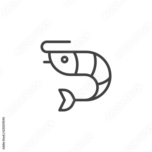 Shrimp food outline icon. linear style sign for mobile concept and web design. Asian seafood simple line vector icon. Prawn symbol, logo illustration. Pixel perfect vector graphics