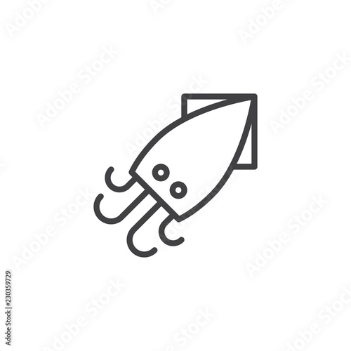 Squid food outline icon. linear style sign for mobile concept and web design. Asian seafood simple line vector icon. Calamary symbol, logo illustration. Pixel perfect vector graphics