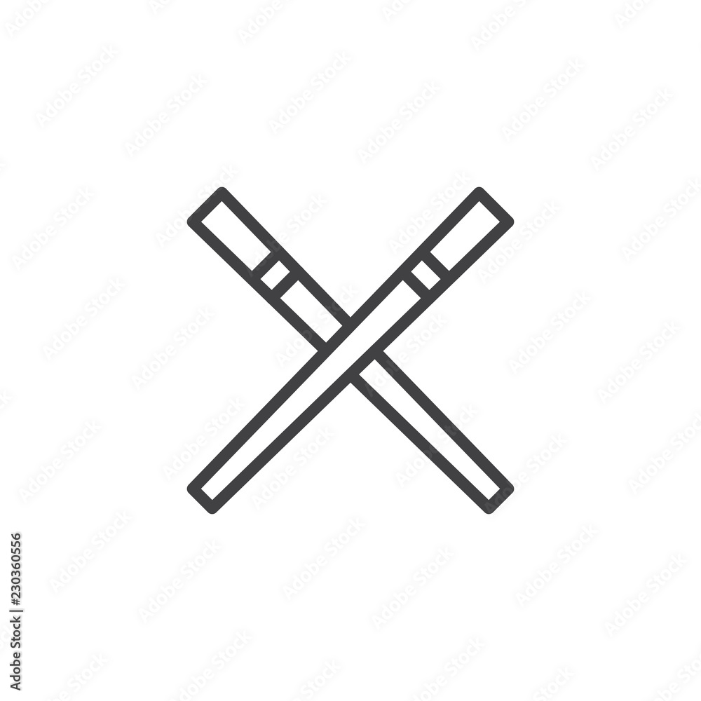 Chinese chopsticks outline icon. linear style sign for mobile concept and web design. Wooden chop sticks simple line vector icon. Symbol, logo illustration. Pixel perfect vector graphics Chinese chopsticks outline icon. linear style sign for mobile concept and web design. Wooden chop sticks simple line vector icon. Symbol, logo illustration. Pixel perfect vector graphics