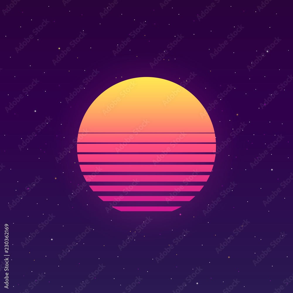 Futuristic background the 80`s. New retro wave. sun retro. Futuristic background the 80`s. New retro wave. sun retro.