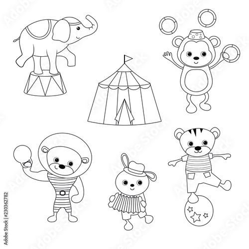 Set of circus animals.