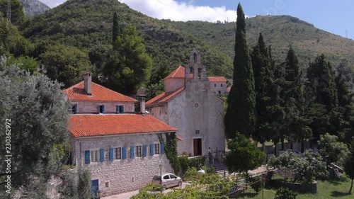 Aerial view on old churches and monasteries in Montenegro.