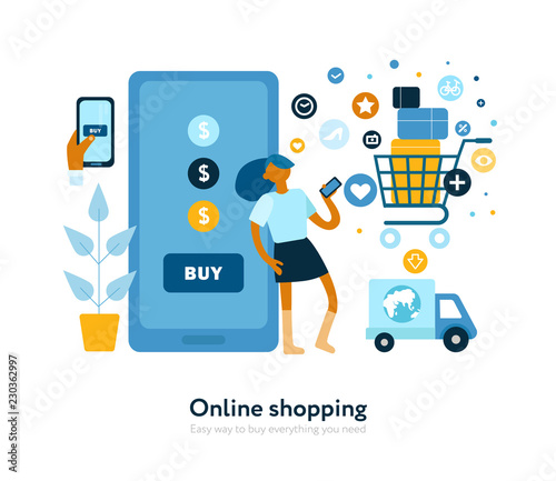 Online Shopping Flat Composition 
