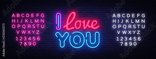 I Love You neon sign vector. Love Design template neon sign, light banner, neon signboard, nightly bright advertising, light inscription. Vector illustration. Editing text neon sign