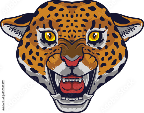 Angry leopard head mascot