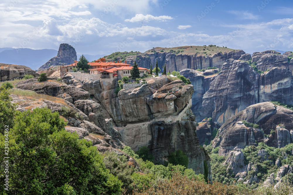 Rocks surrounded a mountain monastery