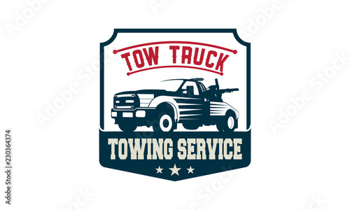 Vintage car tow truck emblems, labels and design elements