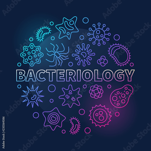 Bacteriology round colored vector illustration in line style