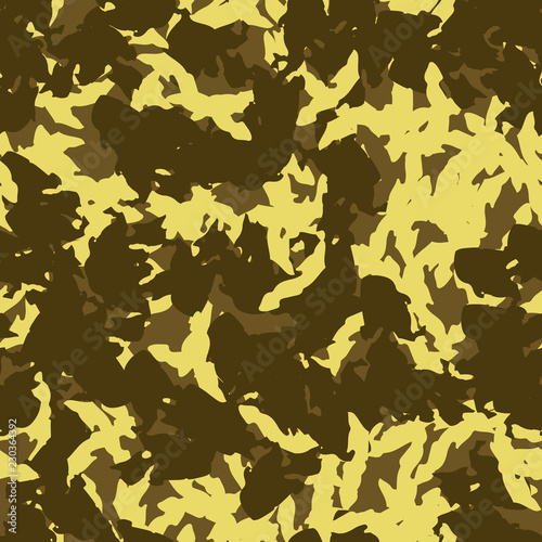 UFO military camouflage seamless pattern in different shades of green and yellow colors