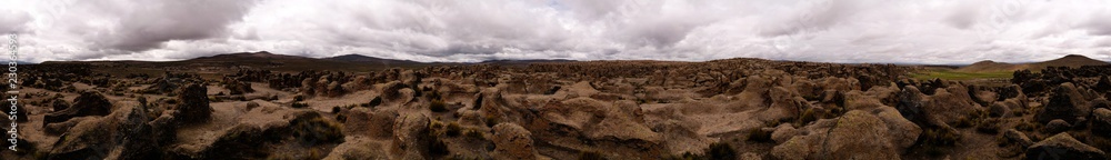 sandstone rock formation at Imata in Salinas and Aguada Blanca National Reservation, Arequipa, Peru