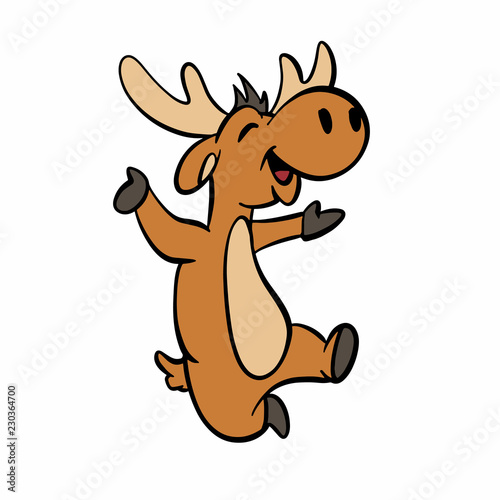 Happy moose cartoon vector illustration 