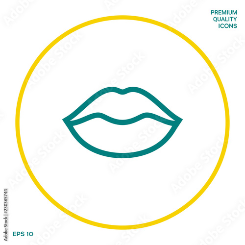 Lips linel icon. Graphic elements for your design photo