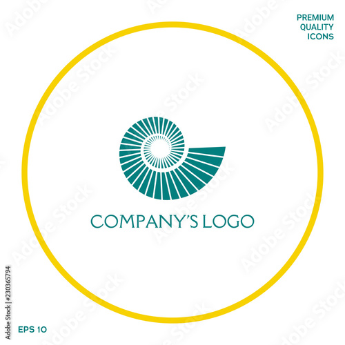 Logo spiral, shell - a symbol of development, enlightenment and wisdom.