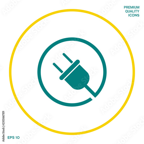 Plug in round icon. Graphic elements for your design