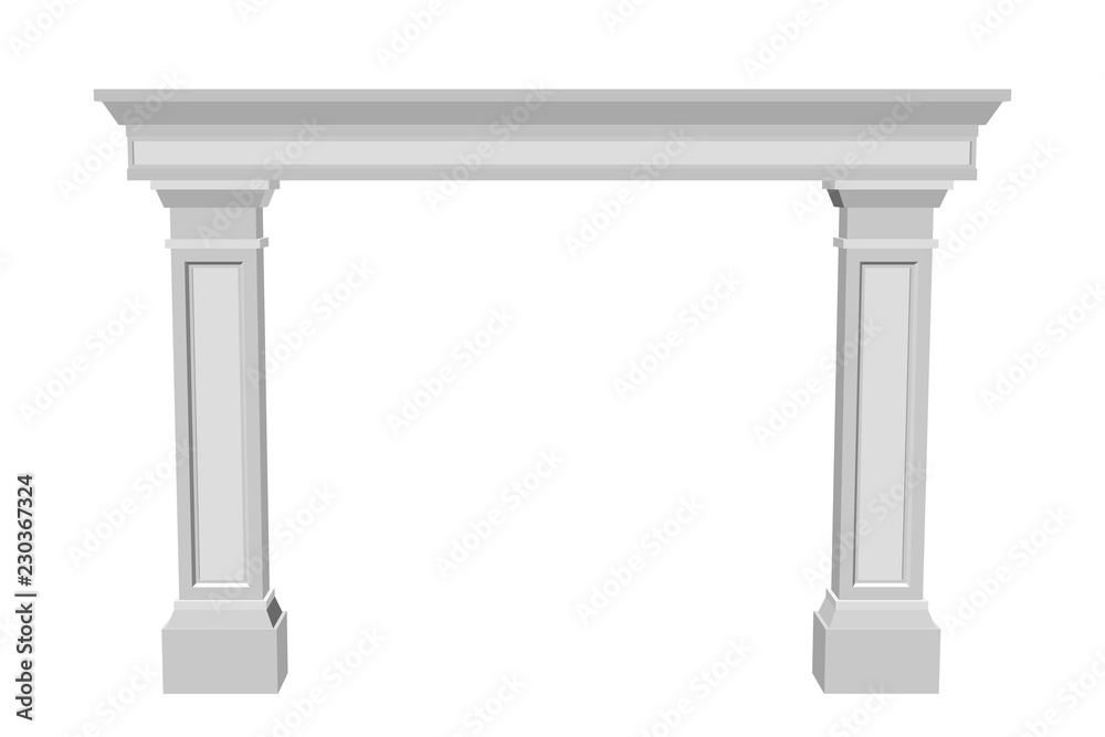 Fototapeta premium Arch from pilasters. Isolated on white background. 3d Vector illustration.