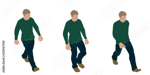 Walking man. Isolated on wh...