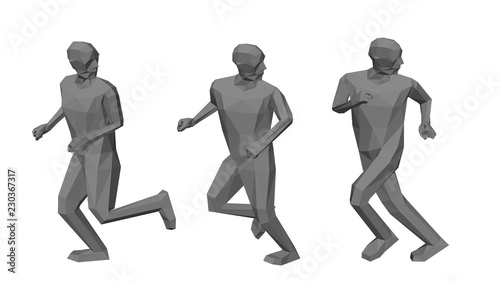 Low poly men runs looking b...