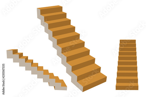 Stairway. Isolated on white background. 3d Vector illustration.