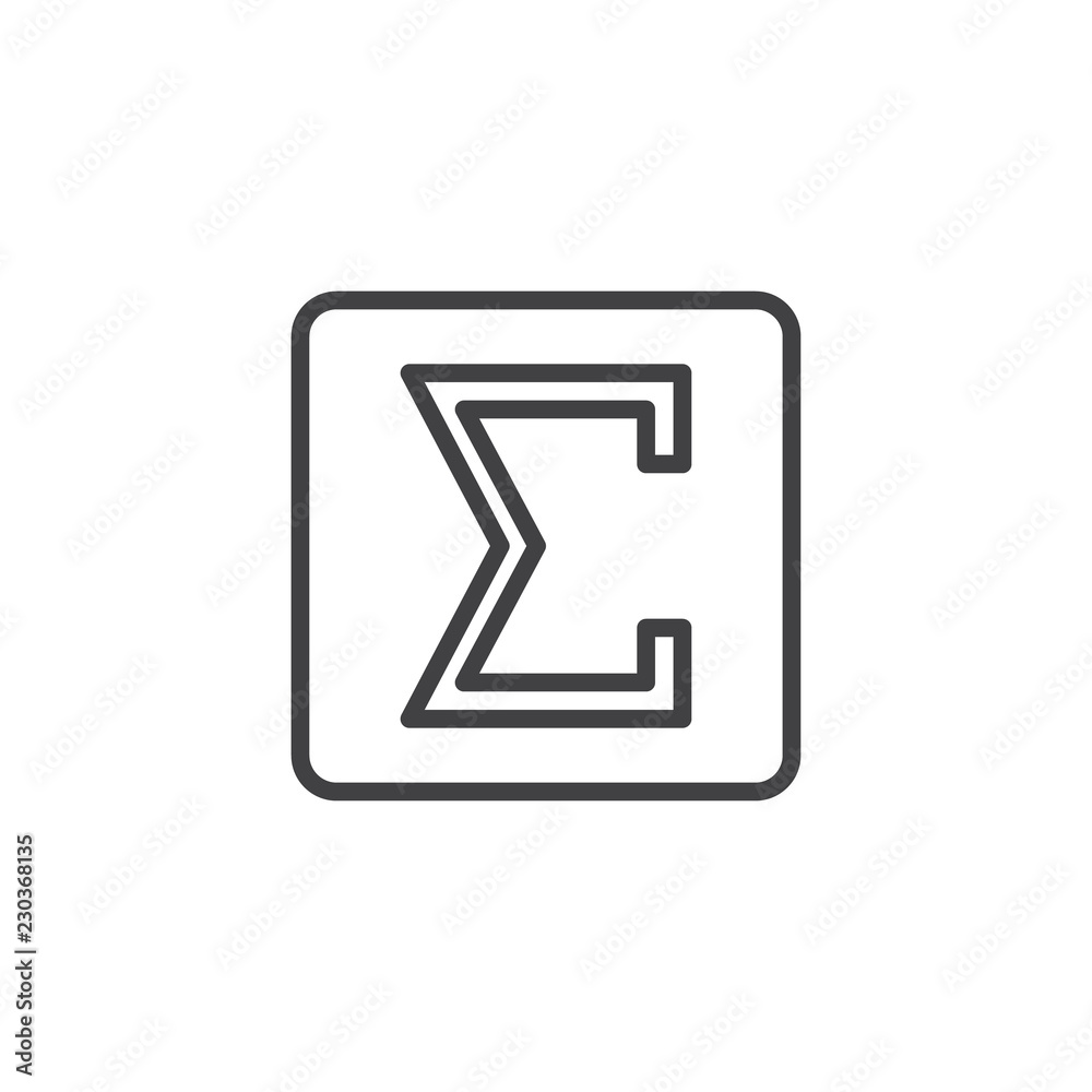 Summation outline icon. linear style sign for mobile concept and web design. Sum or total simple line vector icon. Math symbol, logo illustration. Pixel perfect vector graphics Summation outline icon. linear style sign for mobile concept and web design. Sum or total simple line vector icon. Math symbol, logo illustration. Pixel perfect vector graphics
