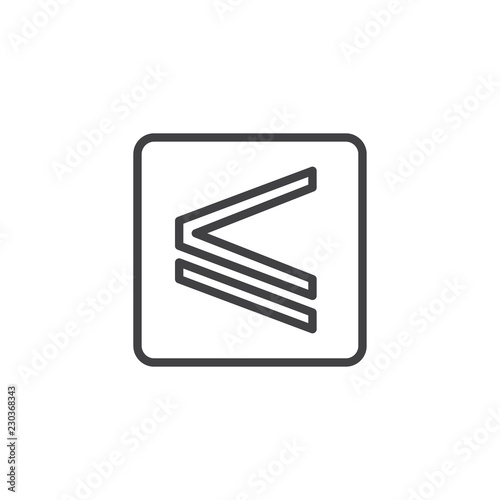 Is less than or equal to outline icon. linear style sign for mobile concept and web design. Mathematics sign simple line vector icon. Symbol, logo illustration. Pixel perfect vector graphics