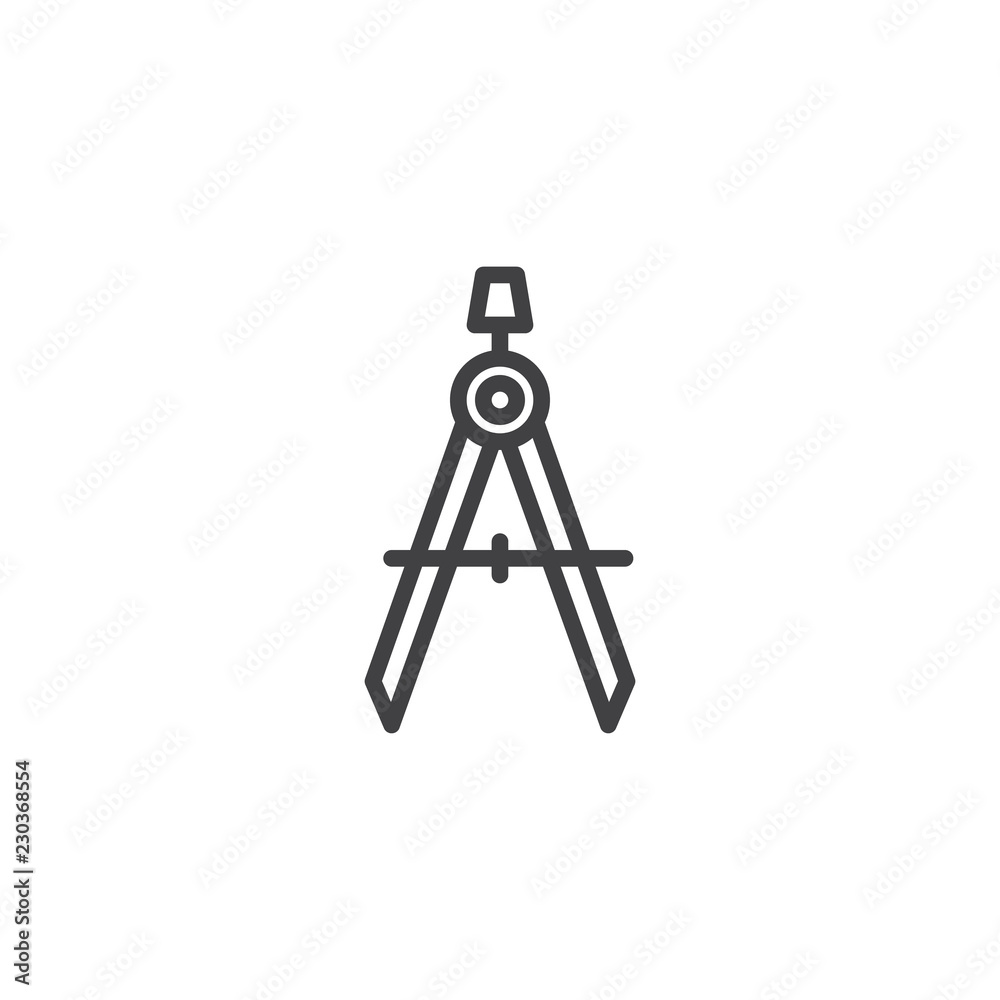 Geometry compass outline icon. linear style sign for mobile concept and web design. Drawing divider line vector icon. Symbol, logo illustration. Pixel perfect vector graphics Geometry compass outline icon. linear style sign for mobile concept and web design. Drawing divider line vector icon. Symbol, logo illustration. Pixel perfect vector graphics