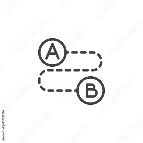 From point A to point B outline icon. linear style sign for mobile concept and web design. Math curve route simple line vector icon. Symbol, logo illustration. Pixel perfect vector graphics