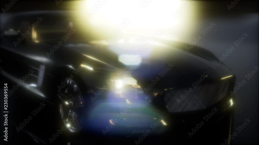 luxury sport car in dark studio with bright lights luxury sport car in dark studio with bright lights