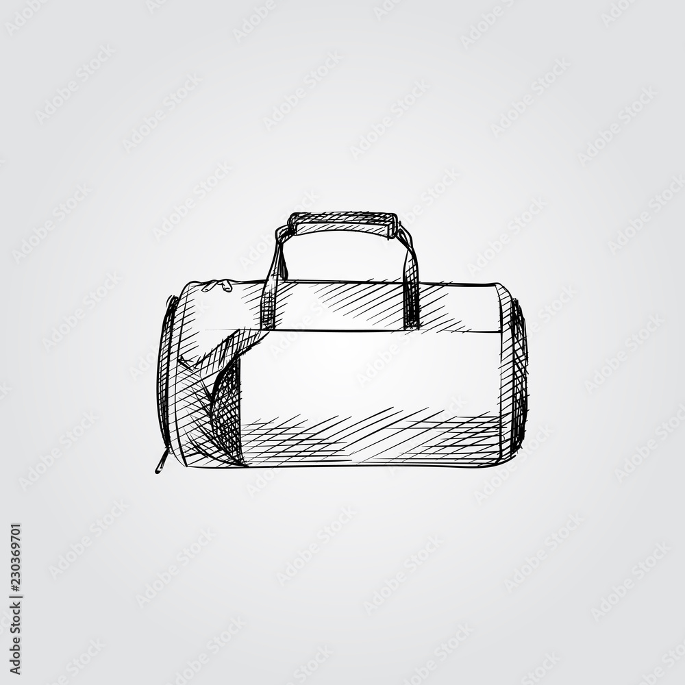 Hand Drawn Sports bag Sketch Symbol isolated on white background. Vector Sports  bag In Trendy Style. Accessories and sport equipment hand drawing sketches  elements Stock Vector | Adobe Stock