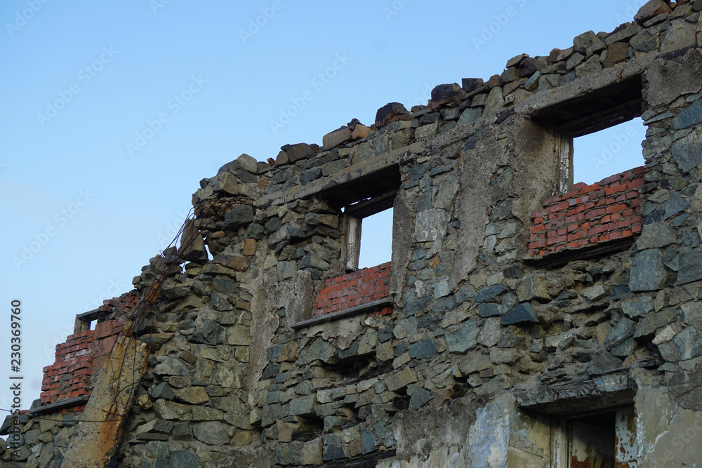 ruined house wall