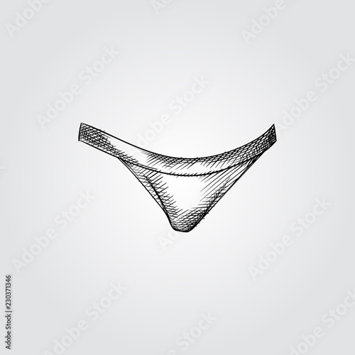 Hand Drawn Women's panties Sketch Symbol isolated on white background. Vector  panties In Trendy Style. Woman's underwear hand drawing sketches elements
