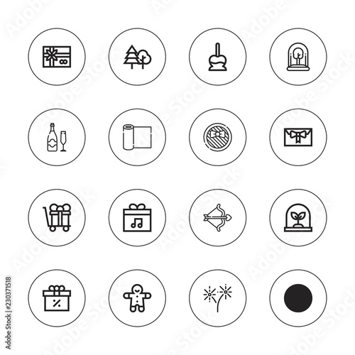 Collection of 16 outline christmas icons