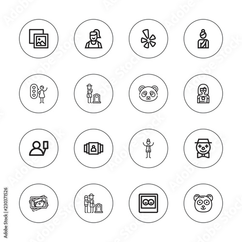 Collection of 16 outline portrait icons