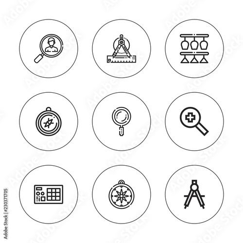 Collection of 9 outline exploration icons