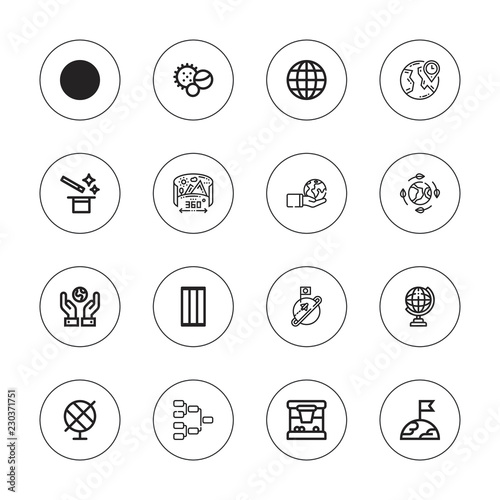 Collection of 16 outline sphere icons