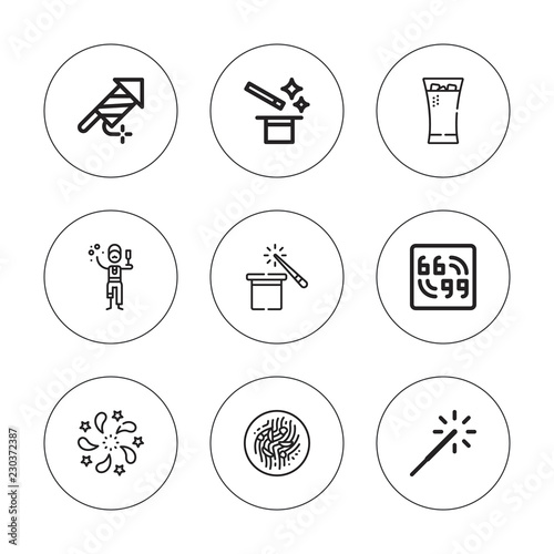 Collection of 9 outline firework icons