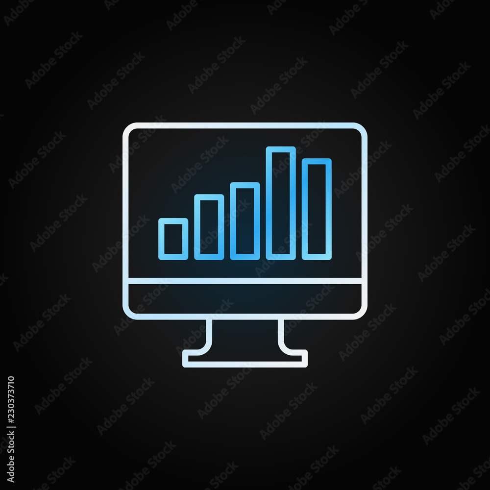 Monitor with business graph creative vector line icon Monitor with business graph creative vector line icon