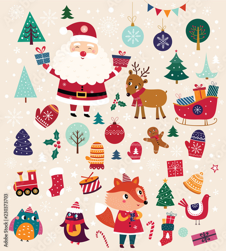 Illustration with Christmas heroes