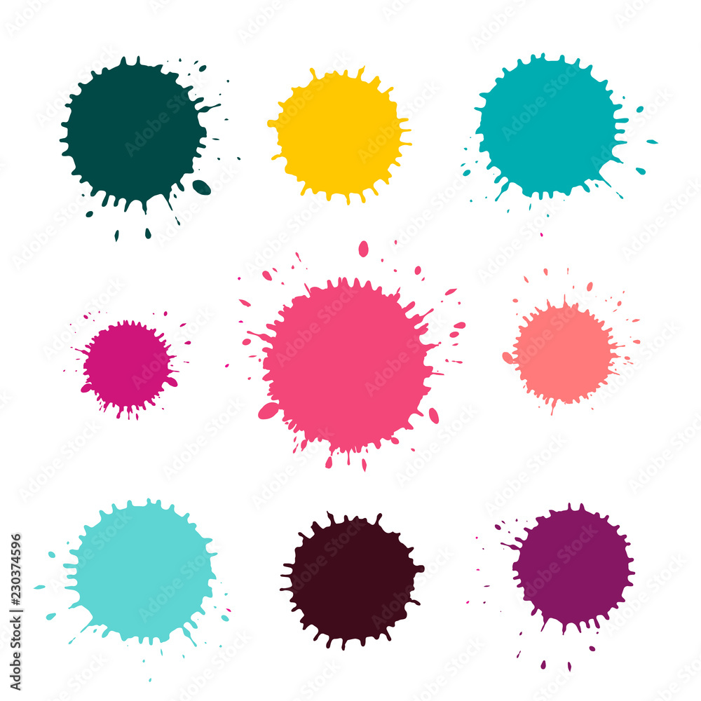 Vector Stains - Blots Set Isolated on White Background. Colorful Splashes. Vector Stains - Blots Set Isolated on White Background. Colorful Splashes.