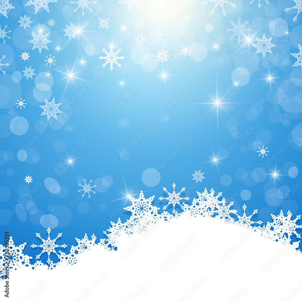 Winter Background - White Snowflakes on Blue Background Winter Background - White Snowflakes on Blue Background