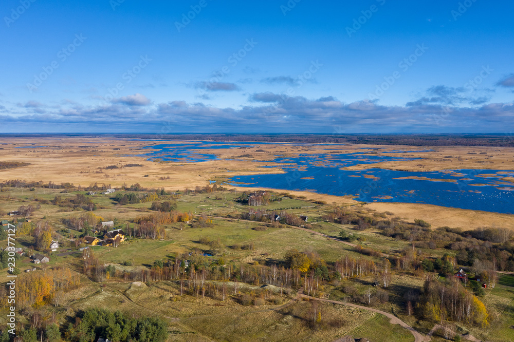 Wetland and Pape lake, Latvia.