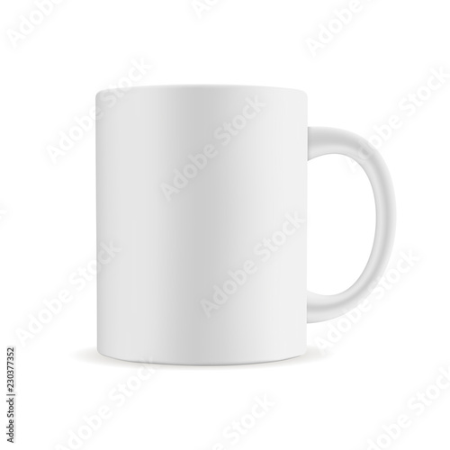 Mug mockup isolated on white background - front view. Vector illustration