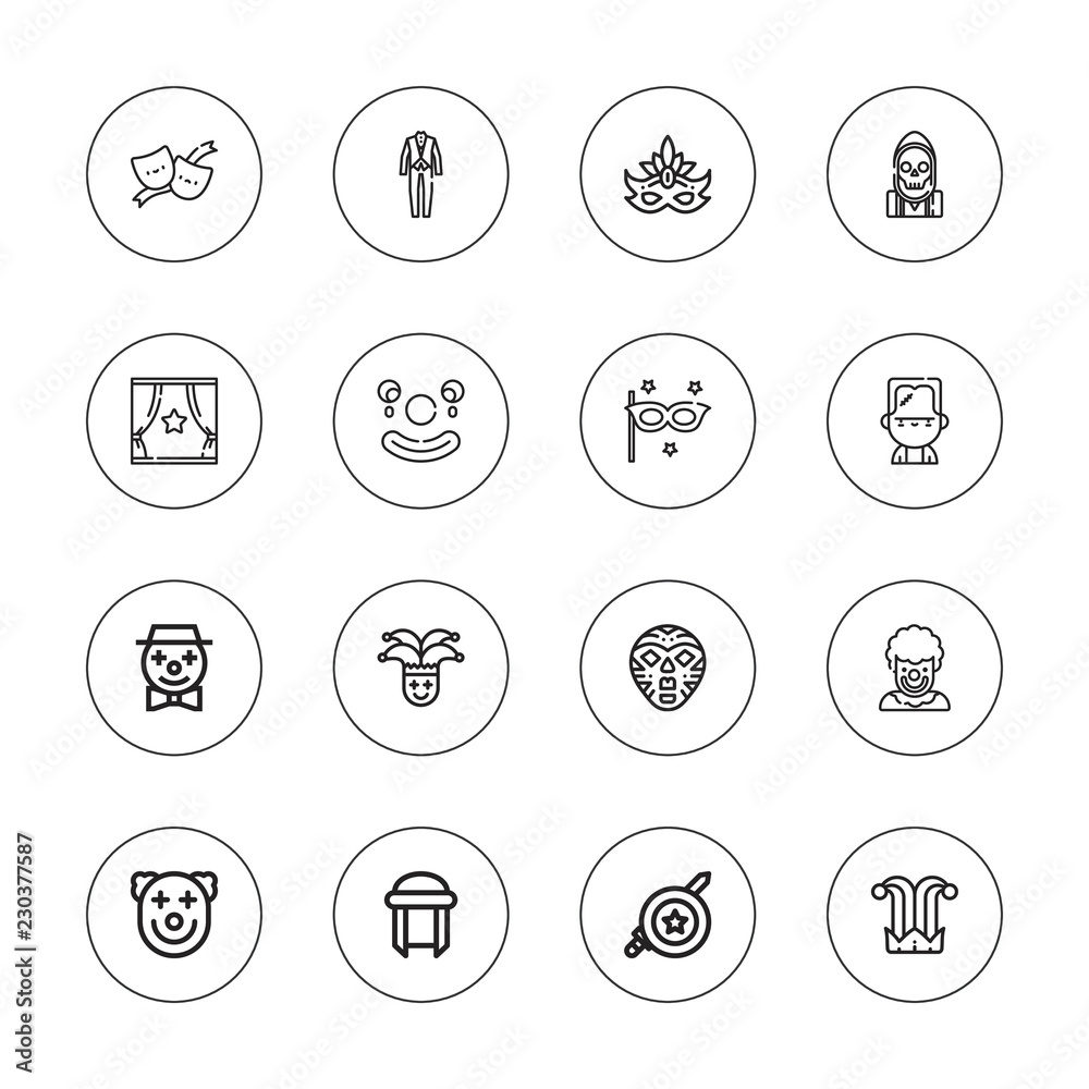 Collection of 16 outline costume icons Collection of 16 outline costume icons
