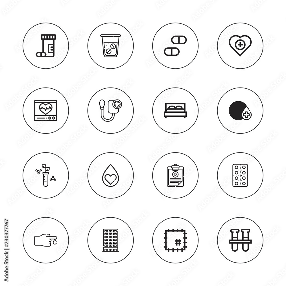 Collection of 16 outline hospital icons Collection of 16 outline hospital icons