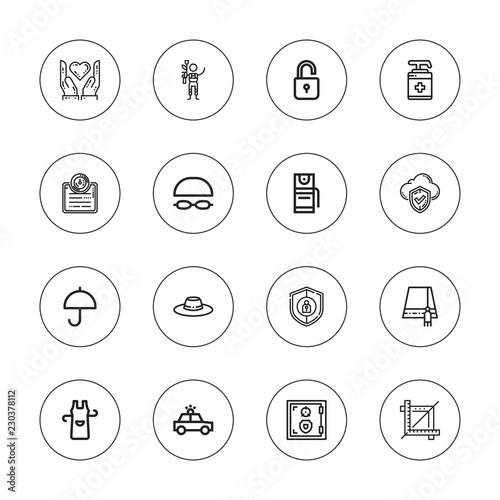 Collection of 16 outline protect icons