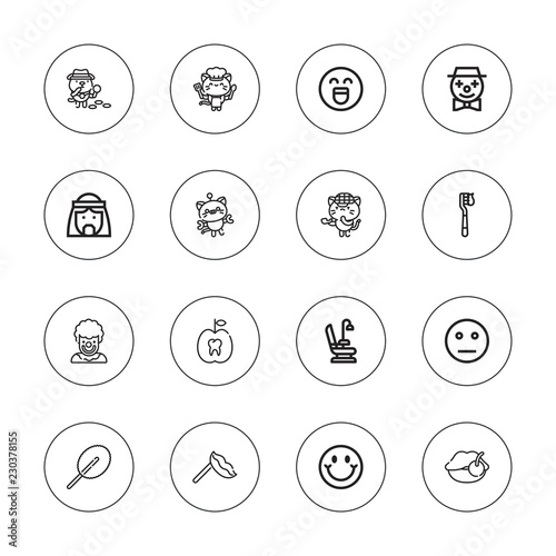Collection of 16 outline smile icons