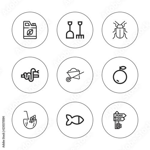 Collection of 9 outline nature icons