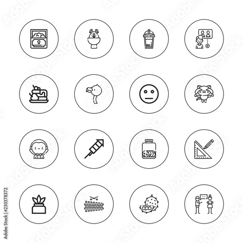 Collection of 16 outline cartoon icons