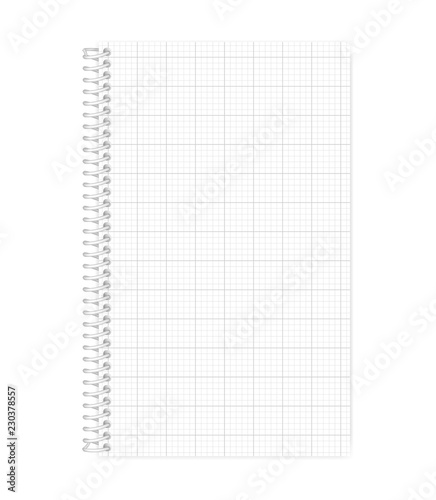 Wire bound squared paper notebook legal format vector mock-up