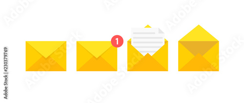 Fotografie, Obraz Set of envelopes icons with a picture of a closed letter